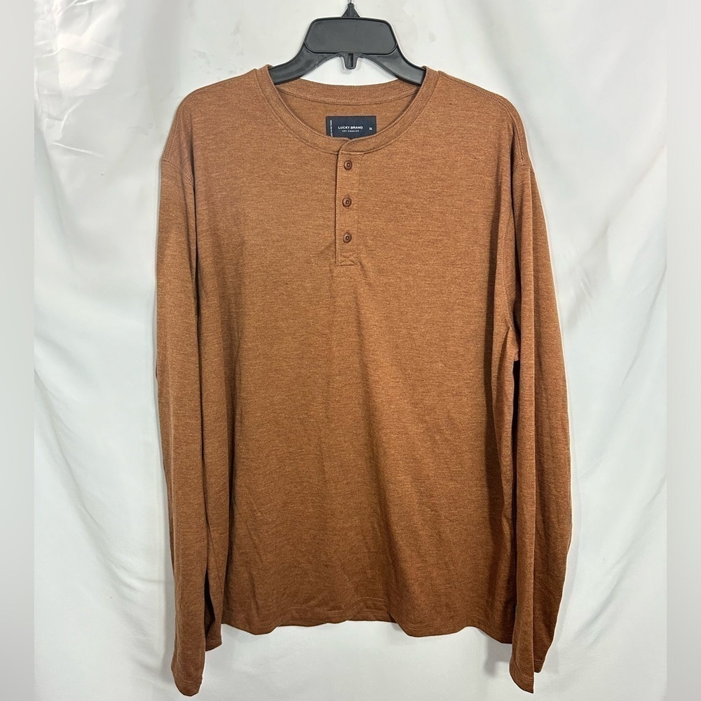 Lucky Brand brown long sleeve 3/4 button henley size XL